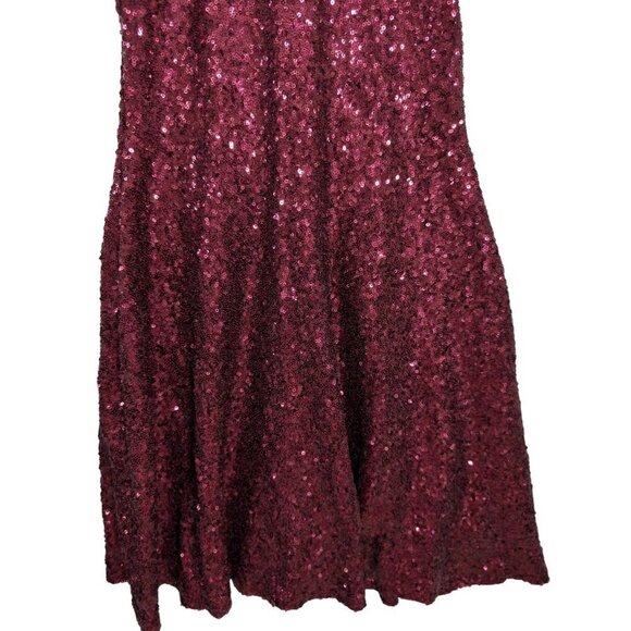 Miss Kim USA Sequin Halter Dress Womens M Red Sleeveless Holiday Party Event - Picture 6 of 12